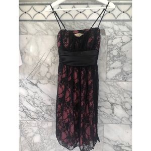 Speechless Pink Dress with Black Lace Overlay